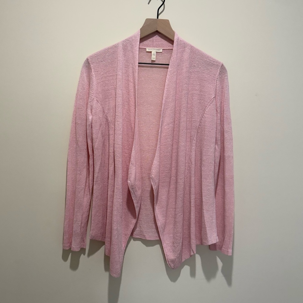Eileen Fisher Organic Linen Open Front Cardigan